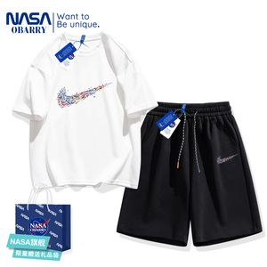 NASA男童夏装套装儿童运动服新款男大童装纯棉夏季短袖短裤两件套