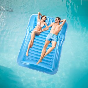 新款PVC充气水上浮床双人户外泳池浮床游泳气垫床