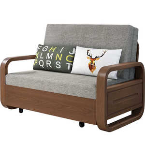 实木推拉沙发床可折叠单人1.2米多功能带储物柜客厅两用木制北欧