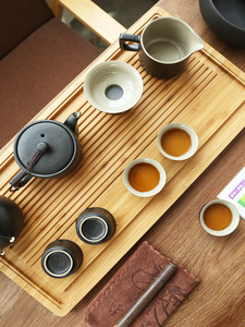 黑陶盖碗茶壶茶杯功夫茶具套装家用日式简约现代一壶六杯八杯茶盘