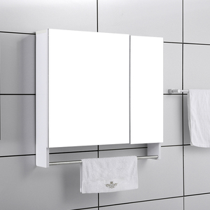 家用挂墙式浴室镜柜卫生间带置物架镜面柜太空铝镜箱简约卫浴镜子