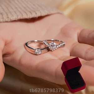 钻石戒指结婚求婚设计女款男女仿真时尚婚戒女情侣女戒对戒首饰