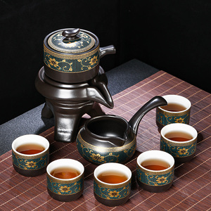 景德镇懒人茶具套装家用喝茶防烫陶瓷功夫茶杯石磨半自动冲茶神器