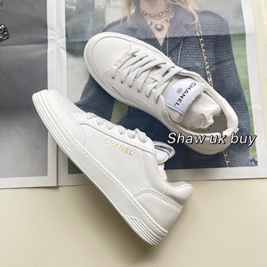 Shaw法国购Chanel香奈儿白色全皮板鞋女士运动鞋sneaker