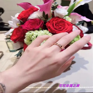 Cartier/卡地亚 经典款love单钻戒指 18K玫瑰金窄版情侣对戒婚戒