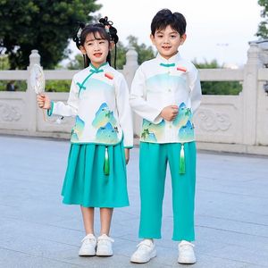 儿童演出服幼儿园毕业典礼服中国风男女汉服小学生合唱服表演服