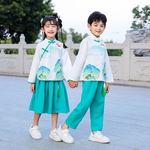 儿童演出服幼儿园毕业典礼服中国风男女汉服小学生合唱服表演服