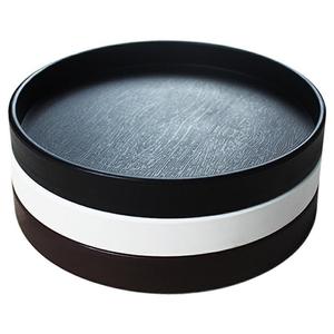 塑料托盘圆形白色黑色北欧家用木纹茶盘茶杯客厅水杯密胺大圆盘