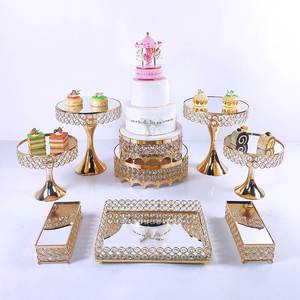 欧式现货跨境水晶是手工创意甜品台展示架摆件甜点糕点托盘摆放