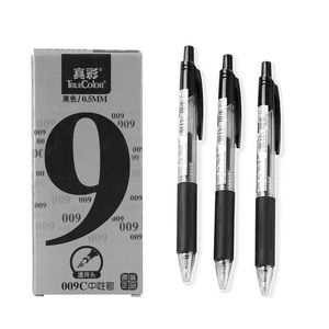 真彩按动中性笔0.5黑色009C办公水笔签字笔按动笔笔芯1588按动笔