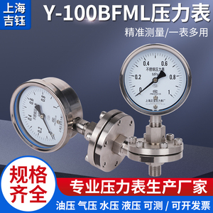 全不锈钢耐震压力表耐酸碱隔膜耐高温耐腐蚀螺纹连接 YN-100BFML