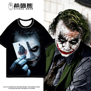 joker希斯莱杰蝙蝠侠超人夏衣服DC电影小丑联名短袖T恤男2024新款