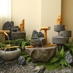 中式假山流水阳台庭院摆件喷泉水池花园布置室内外景观造景装饰