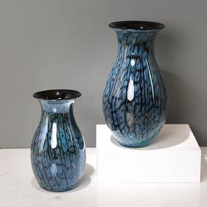 轻奢琉璃花瓶玻璃艺术摆件蓝色新中式客厅玄关装饰样板间花器餐桌
