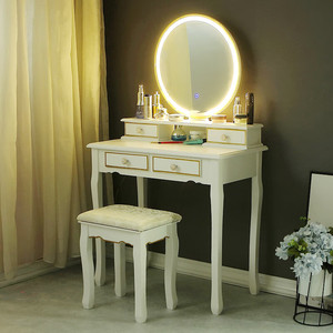 欧式梳妆台单人卧室简约现代实木经济型公主化妆台桌子白色小户型