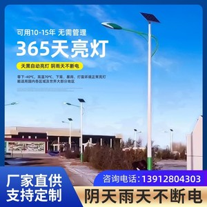 陕西led太阳能路灯杆户外道路新农村3米6米超亮定制灯头高杆市电