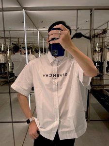 国内现货 Givenchy纪梵希经典翻转字母印花logo短袖衬衫男衬衣女