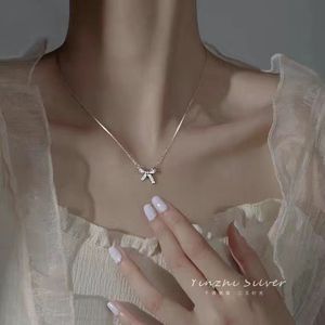 s925纯银蝴蝶结项链女小众设计颈链送闺蜜有意义实用姐妹生日礼物