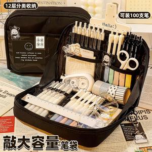 日本PILOT百乐超耐脏！12层大容量笔袋男孩版文具盒初中生铅笔盒