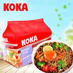 新加坡进口 可口牌KOKA黑椒蟹肉味快熟面炒面泡面速食方便面85g*5