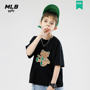 MLB GGFFY官方男童短袖t恤夏季童装可爱小熊上衣韩系百搭亲子装潮