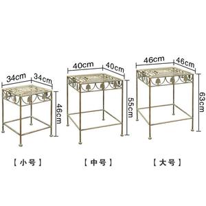 出口外单欧式做旧方形花园铁艺花架阳台客厅庭院花盆架户外花凳