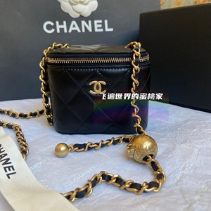 正品Chanel香奈儿23k菱格纹 金珠 金球可调节 双C小盒子链条包