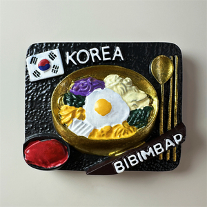 韩国创意旅游纪念装饰工艺品家居立体韩式拌饭彩绘磁性冰箱贴礼物