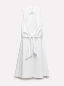 ZARA 夏季款女装无袖系结府绸衬衣式白色修身连衣裙 2766924 250