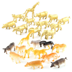 金色动物园仿真长颈鹿狮子狸猫多款森林动物模型摆件玩具