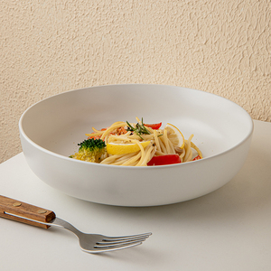 #库存足足的#14.99两个8英寸菜碗简约白色深盘套装哑光陶瓷沙拉碗