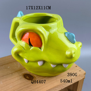 创意卡通3D陶瓷杯恐龙造型杯野兽派小众设计感动物水杯办公马克杯