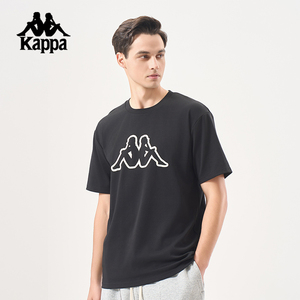 KAPPA/卡帕背靠背运动短袖情侣男女美式复古印花T恤l纯棉logo圆领