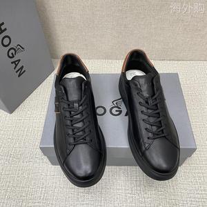 直邮购Hogan/霍根H580系列运动男鞋系带圆头侧边H双色字母休闲鞋