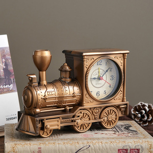 美式火车模型摆件客厅卧室床头闹钟复古学生桌面时钟儿童生日礼物