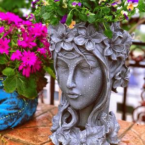 欧式花园装饰庭院阳台布置创意女神多肉花盆维纳斯雕塑人头像摆件
