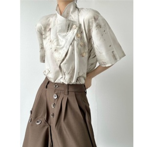 ASAE 复古新中式短袖夏季薄款高级感水墨国风薄款中性风男女衬衫