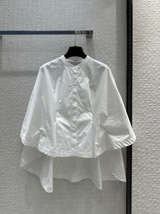潮牌衬衫24夏秋新款优雅气质前短后长宽松显瘦斗篷披肩式白衬衫女