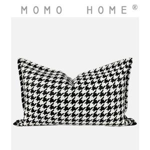样板房现代轻奢黑白千鸟格几何形沙发抱枕套客厅羽绒芯靠垫靠枕套
