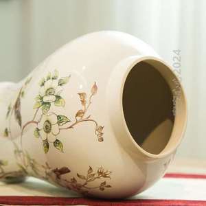 花瓶陶瓷现代陶瓷摆件简约罐花鸟室内装饰工艺品摆件插花白色将军