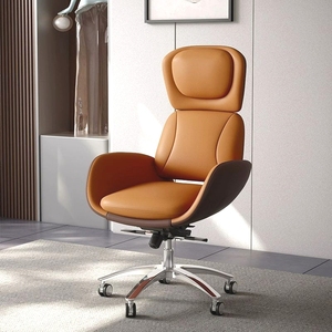 电脑椅家用舒适久坐老板高档牛皮高背大班椅可躺会议转椅办公椅子