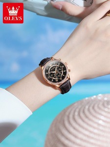 瑞士正品欧米茄女士手表全自动石英表防水真皮带十大品牌专用女表