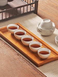 竹制奉茶盘托盘 长方形家用大小号功夫茶托 日式木质茶海祥福茶具