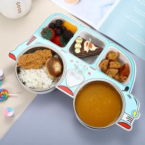 宝宝304不锈钢分隔餐盘儿童餐具创意卡通水果盘子碗可爱家用分格
