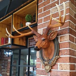 鹿头装饰壁挂美式复古仿真欧式头动物客厅餐厅玄关墙面挂饰大号