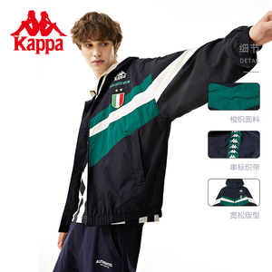 Kappa卡帕复古运动外套2023新款串标防风衣男夏梭织连帽空调开衫