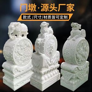 江苏抱鼓石一对石狮子麒麟貔貅大象青石仿古家用门口石鼓石墩招财