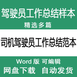 公司企业单位驾驶员工作总结范文模板企业司机驾驶员总结样本范文