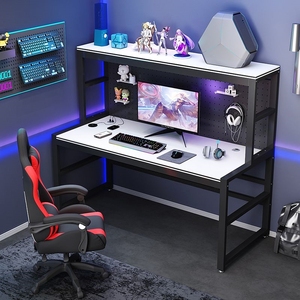 洞洞板电脑书桌台式家用单层带书架可放主机电竞游戏办公学习桌子