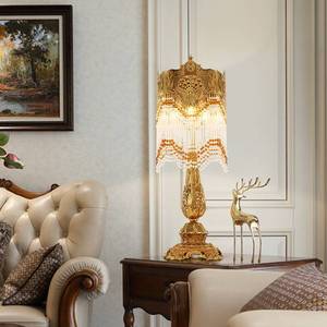 法式浪漫水晶台灯奢华别墅客厅卧室床头灯欧式家用装饰全铜灯具